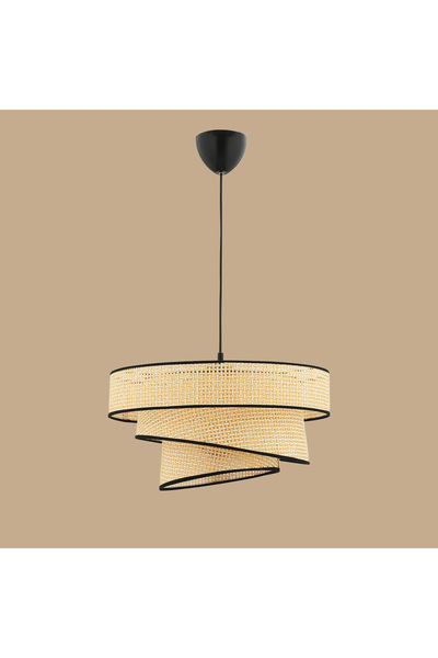 Bella Maison Levi 3 Katlı Rattan Sarkıt Naturel-Siyah (40x70 cm)