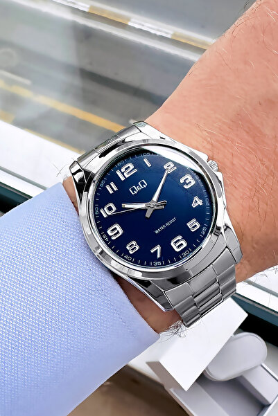 Q&Q Original Quartz Men Wristwatch Silver Color Steel Band 3 Atm Water Resistant -Gift Bracelet Qqe2001C3