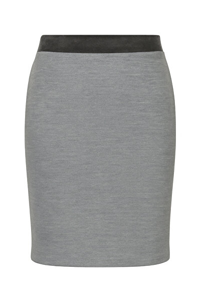 Meskan Tekstil Gri Kadife Kemerli Fit Kalem Etek