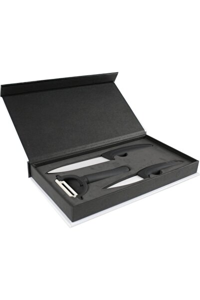 OEM Inwin knife set, ceramic blade 8.5 x 12 cm, PVC handle, black/white, for ...