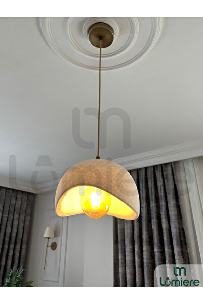 lumiere Design Beton Görünümlü İskandinav &Bohem Tarz Tekli Sarkıt Avize–Prof...