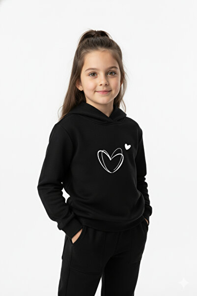 Let's Wear Kalp Printed Premium Children's Hooded Premium Compact Sweatshirt Tracksuit with Pockets and Drawstring