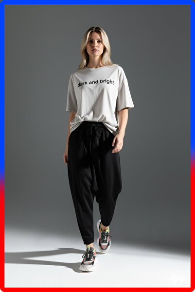 DARK AND BRIGHT Women's Relaxed Fit Pants | Shalwar with Elasticated Waist and Elasticated Cuffs