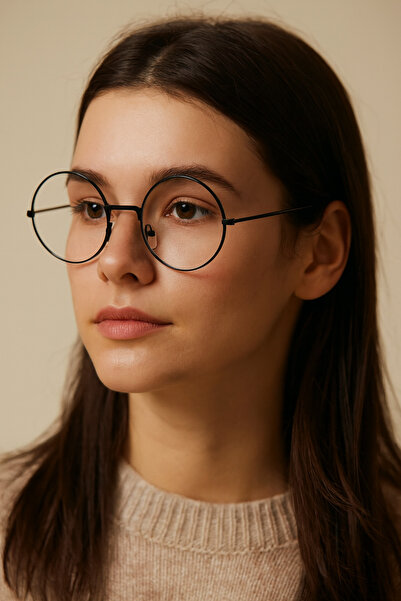 Chunky Frame Unisex Black Framed Round Harry Potter Blue Light Protection Computer and Screen Glasses