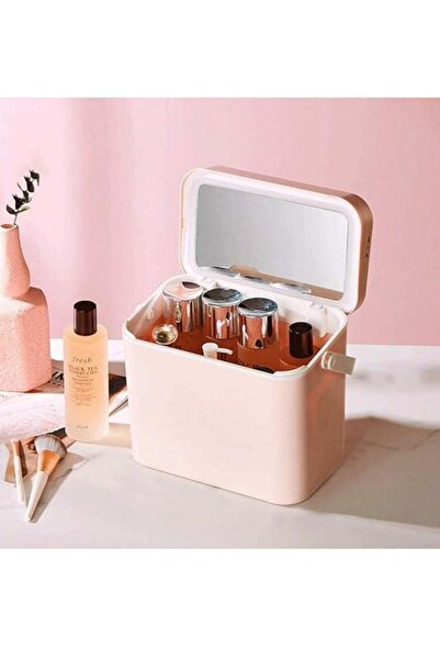 COOYA Makeup Organizer with LED Mirror, Large Capacity Cosmetic Storage Display Case Waterproof