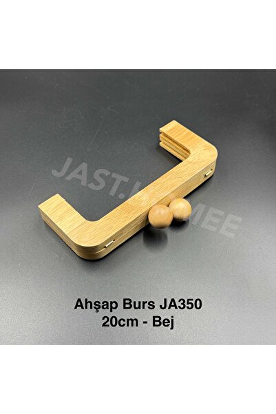 Jast Textile Boncuklu Ahşap Burs Düz 20cm Çanta Aksesuarı Vidalı Kaliteli