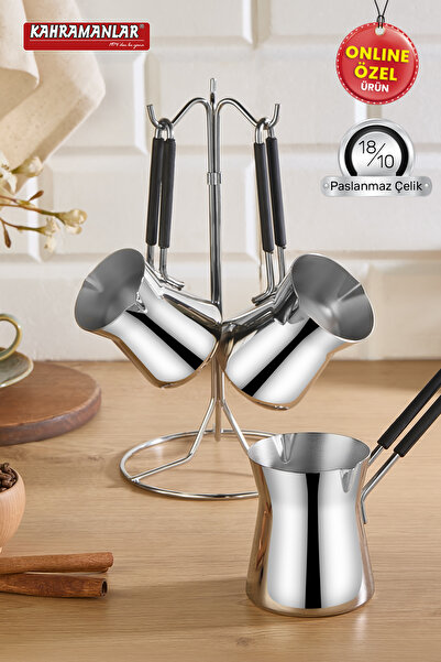 Kahramanlar Pera 3-Piece Coffee Pot Set with Stand Stainless Steel