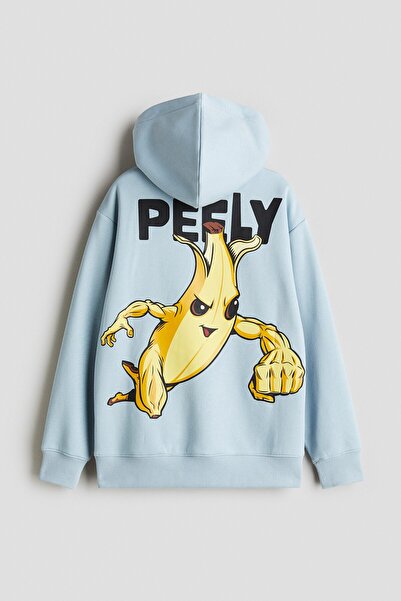 H&M Kapüşonlu Fermuarlı ve Motif Detaylı Üst