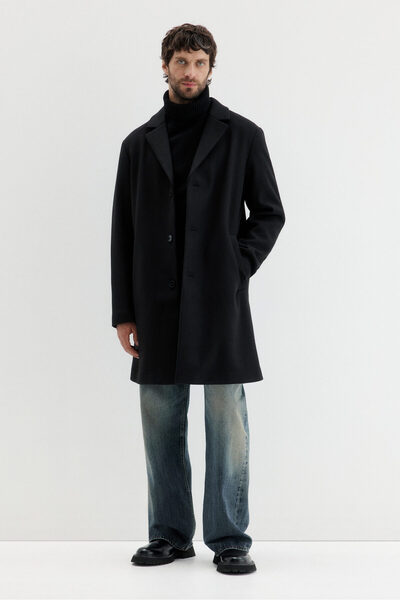 H&M Önü Tek Sıra Düğmeli Kaban