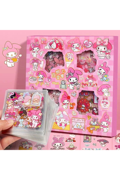 synshop Kuromi Cinnaorol My Melody 570 Adet 100 Sayfa Etiket Seti Ajanda, Gün...