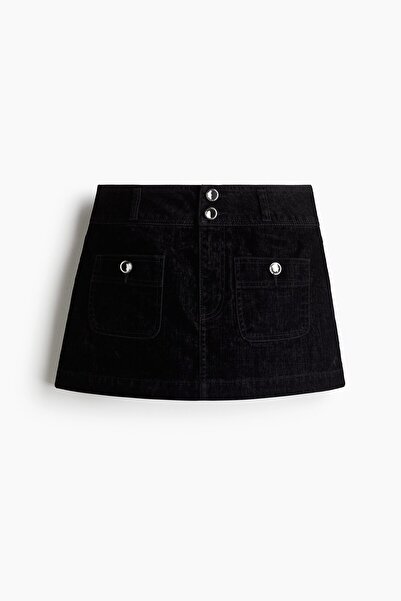 H&M Suni Elmas Düğmeli Mini Etek