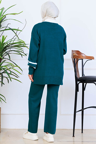 benguen Stone Embroidered Knitwear Set S1009 Emerald Green