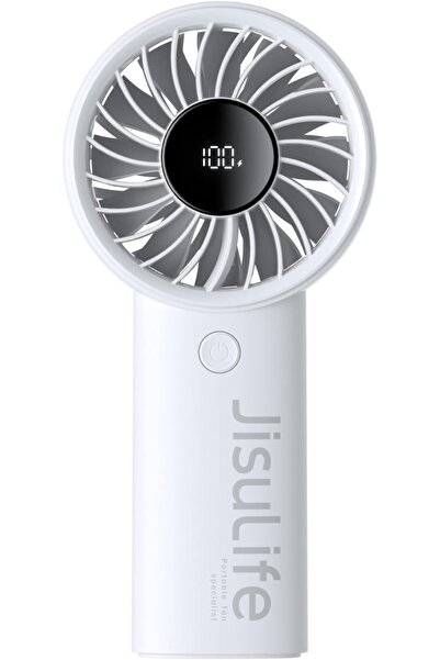 JISULIFE Handheld Mini Fan, 5000mAh Portable USB Rechargeable, Digital Display, 5 Speeds - Grey