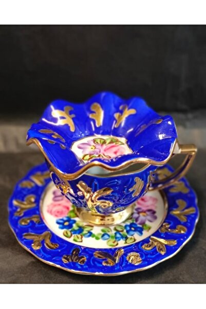 BY.RAYKA PORSELEN El Dekor Süli̇man Porcelain Hand Painted Single Person Coffee Cup Set