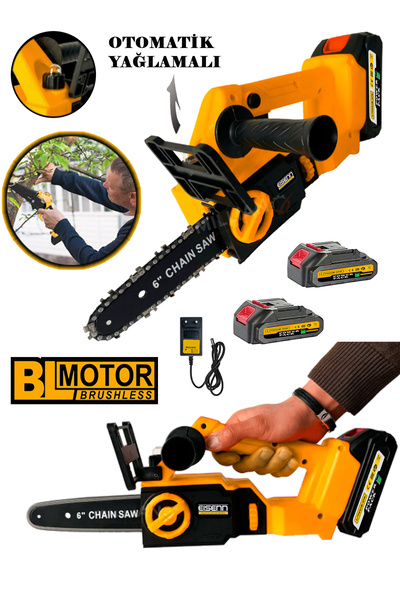 Eisenn Yeni Nesil Pro Saw Çift Akülü Dal Budama Testere Bıçkı Makinası Kömürs...
