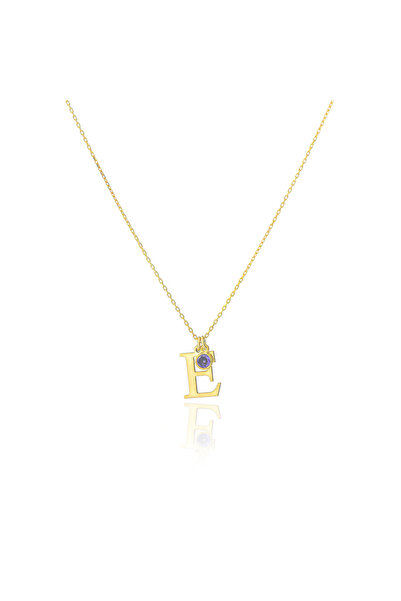 Soleildor Baş Harf Kolye ile Doğum Taşı gümüş kolye