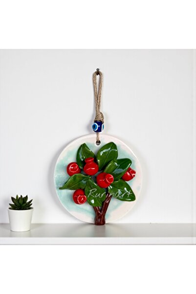 Rurinart El Yapımı 25cm Boy 15 Cm En Seramik Nar Ağacı Kaliteli Şık Duvar Süs...