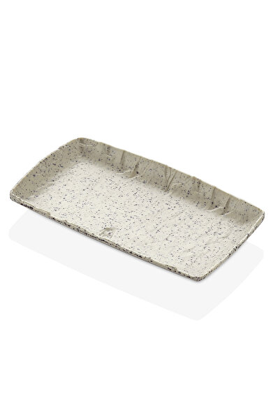 Külsan 41016.WG - 6'lı Beyaz Granit Efektli Dikdörtgen Tabak Seti 15,4x8,9 cm...