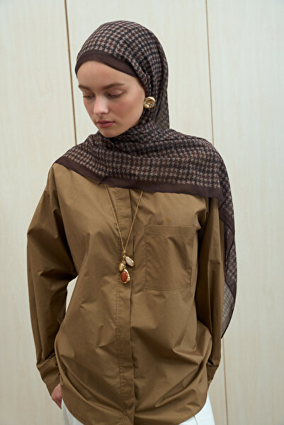 cs camellia scarf Crowbar Ramie Shawl - Bitter Brown