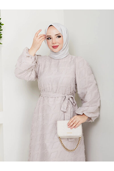 She Olive Κομψό φόρεμα χιτζάμπ με στυλιστικό σχέδιο, με λεπτομέρειες από γκλίτερ και ζώνη