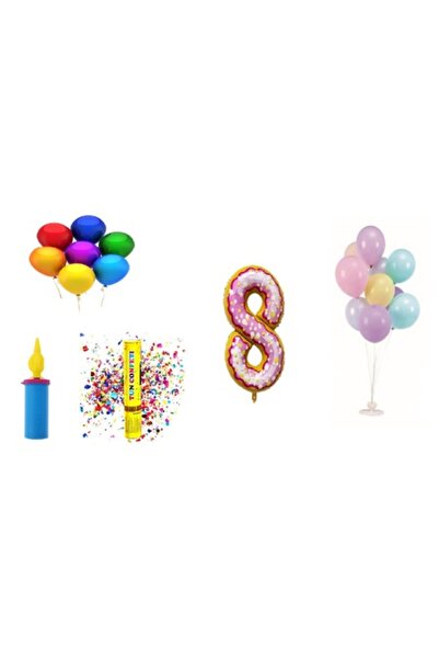 OEM Пакет балони за рожден ден '8' понички, 60 бр.