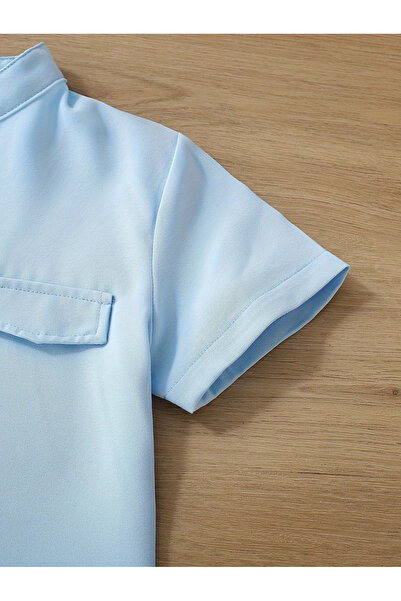 Take Two By Styli Boys Solid Button Front Stand Collar Shirt