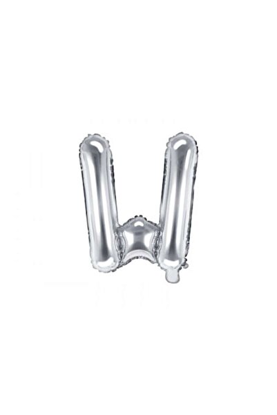 DECO Foil metallic balloon letter W, Silver, 35 cm