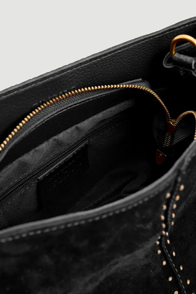 Gusto Studded Suede Bag - Black