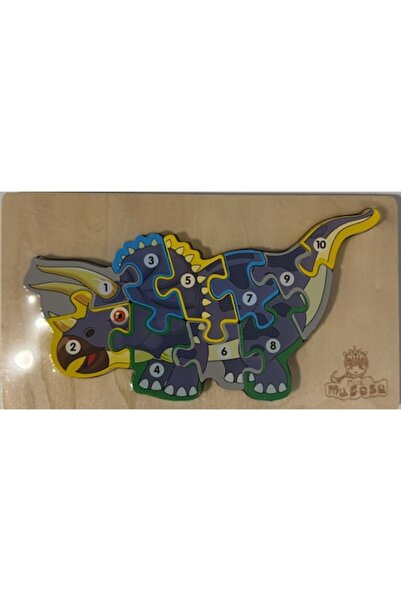 Educational Puzzle din lemn Triceratops, 10 piese
