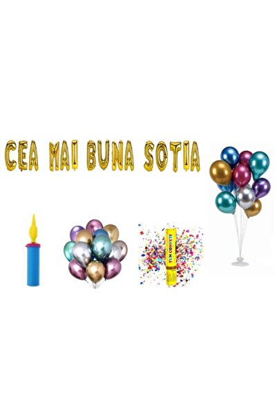 OEM Set baloane „Cea mai bună soție”, cadou pentru decor tort, 76 buc, auriu