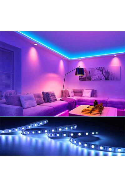MNMYSTYLE Kit bandă LED RGB 5050 60 led/m 5 metri IP20 + telecomandă IR cu 44 de taste + transformator 12V 6?