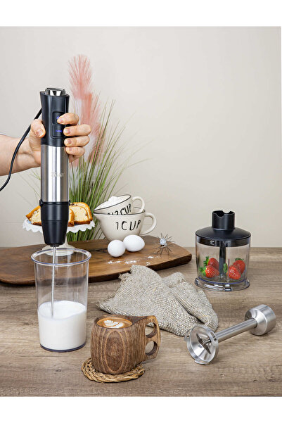 Zilan Vertikální mixér 5v1 ZLN3939, 1200W, 12 stupňů rychlosti, Functie Turbo, Afisaj digital, Inox