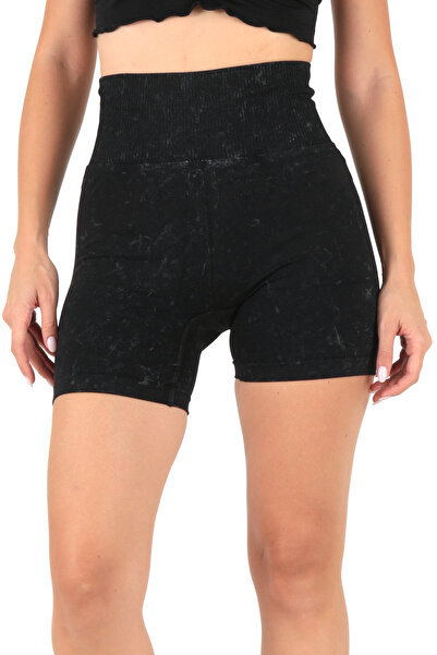 Doremi Yüksek Bel Asit Yıkamalı Kısa Spor Tayt