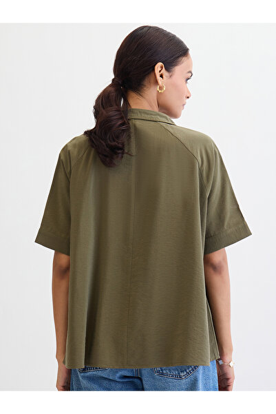 Femmella By Styli Olive Raglan Sleeves Oversized Shirt