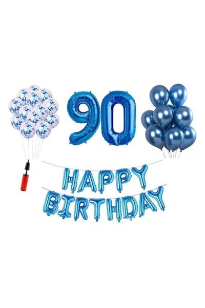 OEM Σετ μπαλονιών, 36 τεμάχια — «HAPPY BIRTHDAY», 90ή επέτειος, αριθμός από α...