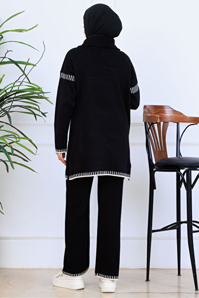 benguen Zippered Collar Knitwear Set S1105 Black