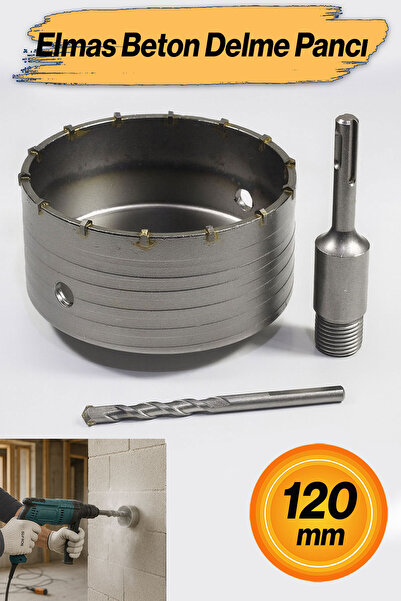 Badem10 Elmas Beton Delme Pançı 120 mm Profesyonel Beton Delici Panç Ucu Daya...