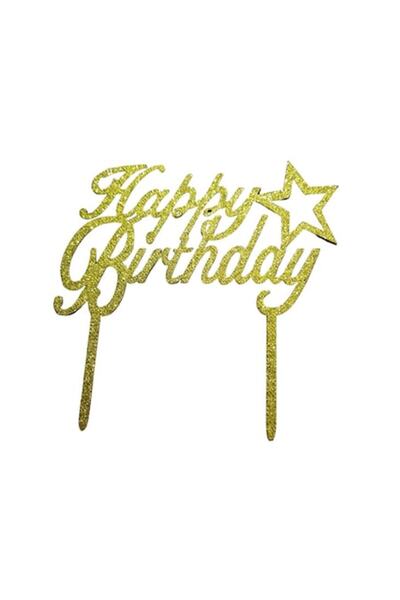 Domi Party & Gifts Decor pentru tort, „La mulți ani”, sclipici auriu