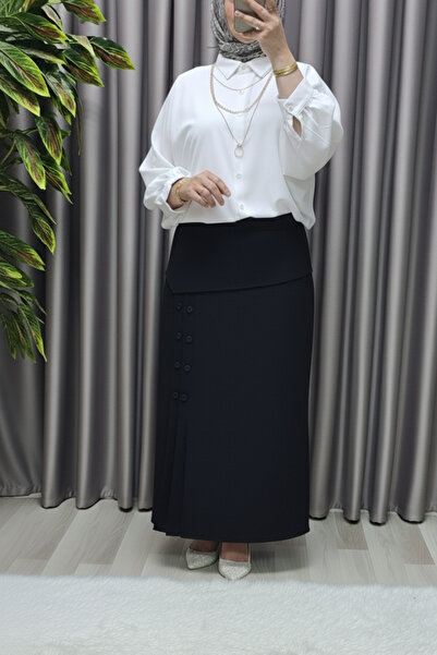 Elmas Tesettür Γυναικεία Ρούχα Μεγάλου Μεγέθους Φούστα με κουμπιά Suna