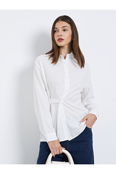 Styli White Long Sleeve Wrap Shirt