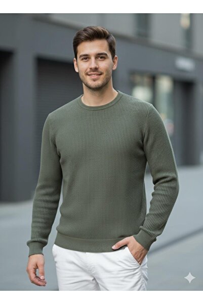 Miron Мъжки велосипеден пуловер с каишка в цвят каки - 2537