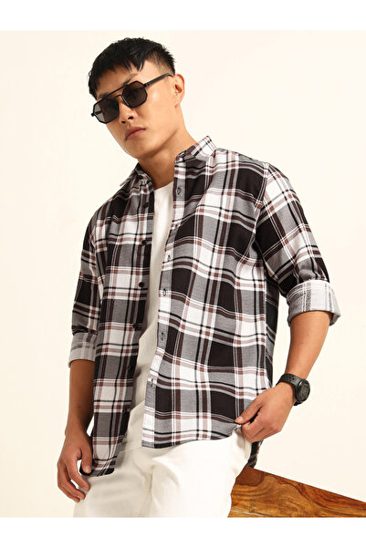 Bushirt By Styli قميص رجالي متعدد المربعات بياقة واسعة