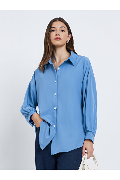 Styli Women Blue Longline Oversized Shirt