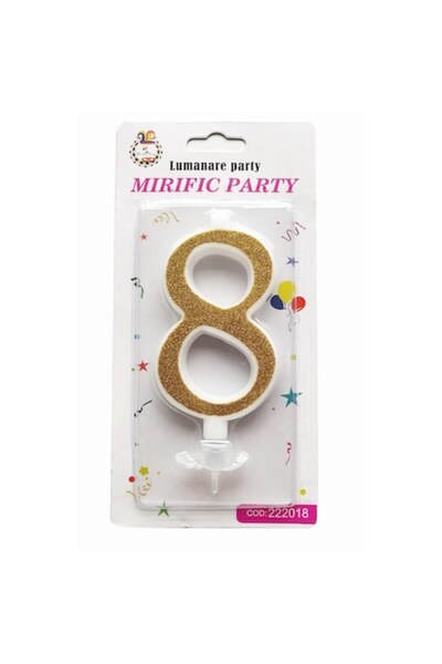Balon Κερί για τούρτα γενεθλίων αριθμός 8, χρυσό με γκλίτερ