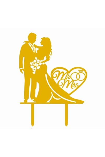 OEM Χρυσό διακοσμητικό τούρτας για τη νύφη και τον γαμπρό 13 x 14 εκ.