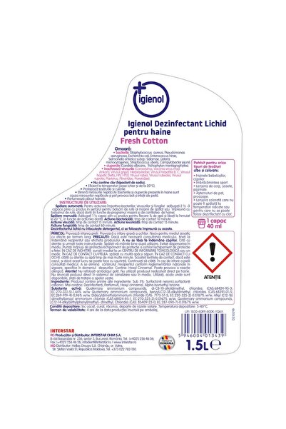 Igienol Liquid disinfectant for clothes Fresh Cotton, Igienol, 1.5l