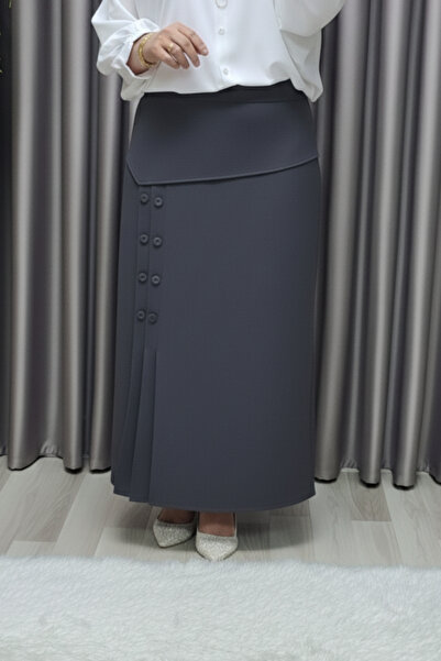 Elmas Tesettür Γυναικεία Ρούχα Μεγάλου Μεγέθους Φούστα με κουμπιά Suna