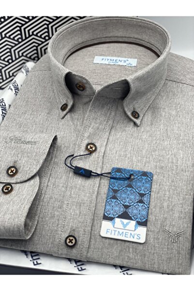 Fitmens Classic Long Sleeve Lapel Buttoned Pocketless Gift Boxed Men's Shirt Fs-004209 - Brown