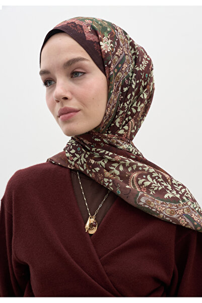 Fresh Cerise Desen Şal Bordo