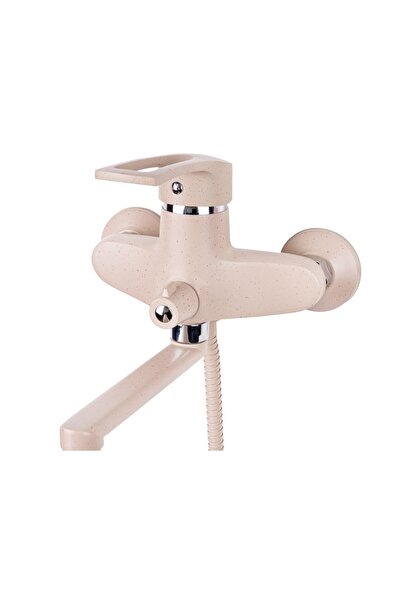 Trendy's Μπαταρία μπανιέρας, επιτοίχια, κινητό ρουξούνι μεσαίου μεγέθους, μπεζ γρανίτης